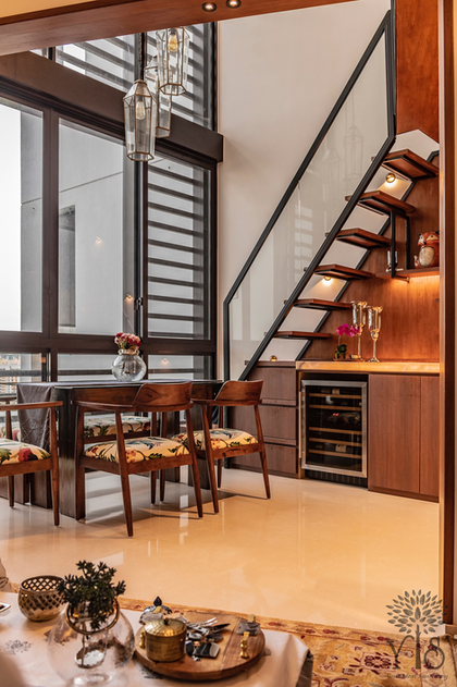 The crest condo interior design singapore bar design with mezzanine