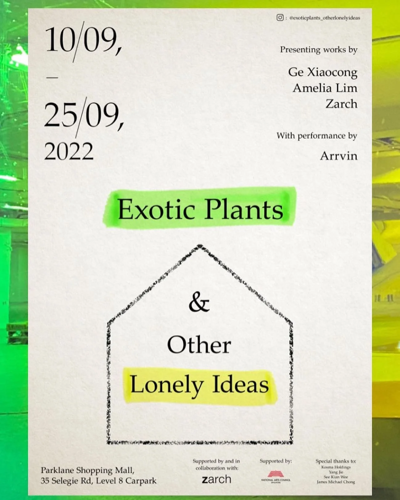 Opening on 10th September, Saturday, 6pm! <Exotic Plants and Other Lonely Ideas> features the 6th edition of Collaboratively Speaking, and other exhibits. Come join us!
